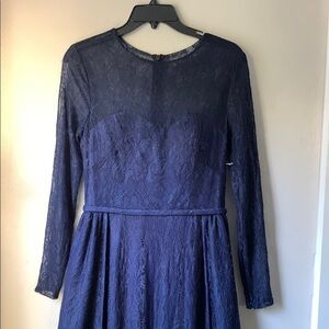 Mac Duggal Navy Lace Maxi Dress